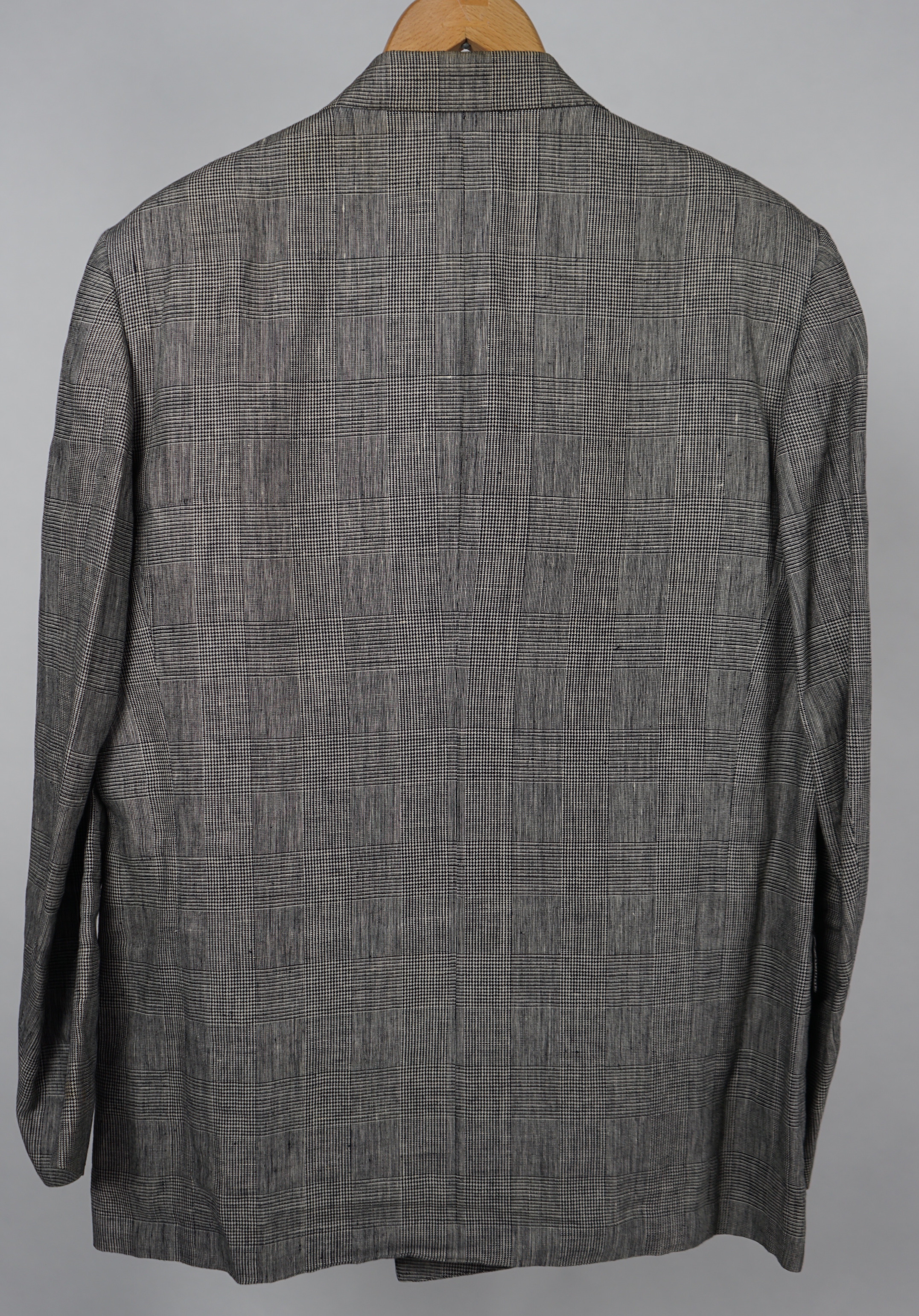 A Saint Laurent rive gauche gentlemen's Prince of Wales check double breasted linen suit, approx size 42